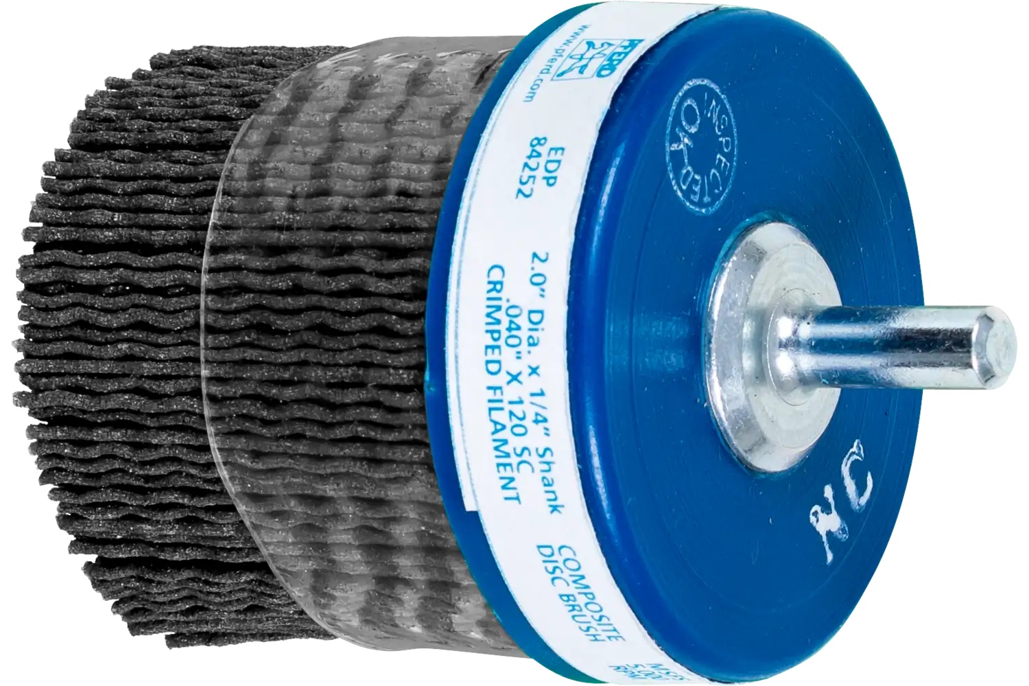 Picture of Pferd M-BRAD® Mounted Disc Brush 2" Dia. .040/120 Grit Silicon Carbide 1/4" Shank